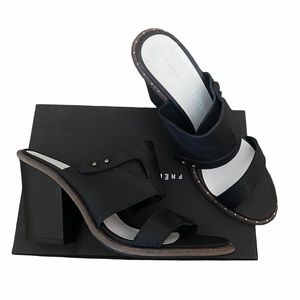 NEW FREDA SALVADOR Black GLIDE Studded MULE sz 10